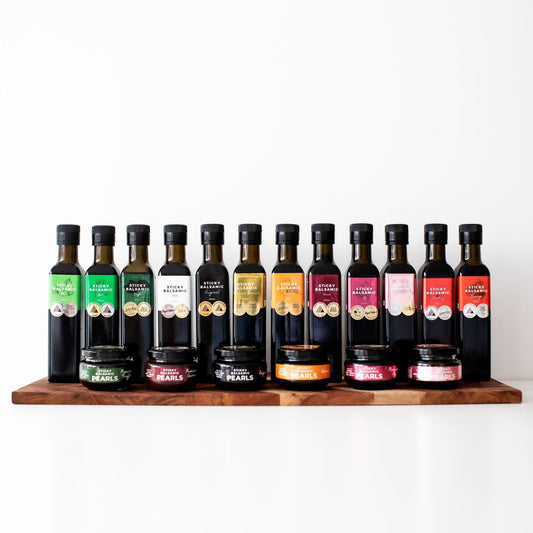 Sticky Balsamic Pearls and Bottles collection