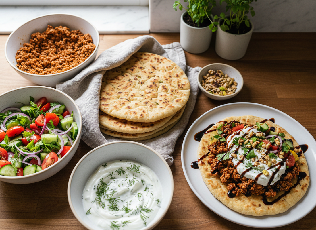 Premium Pomegranate Lamb Flatbreads with Herby Yoghurt