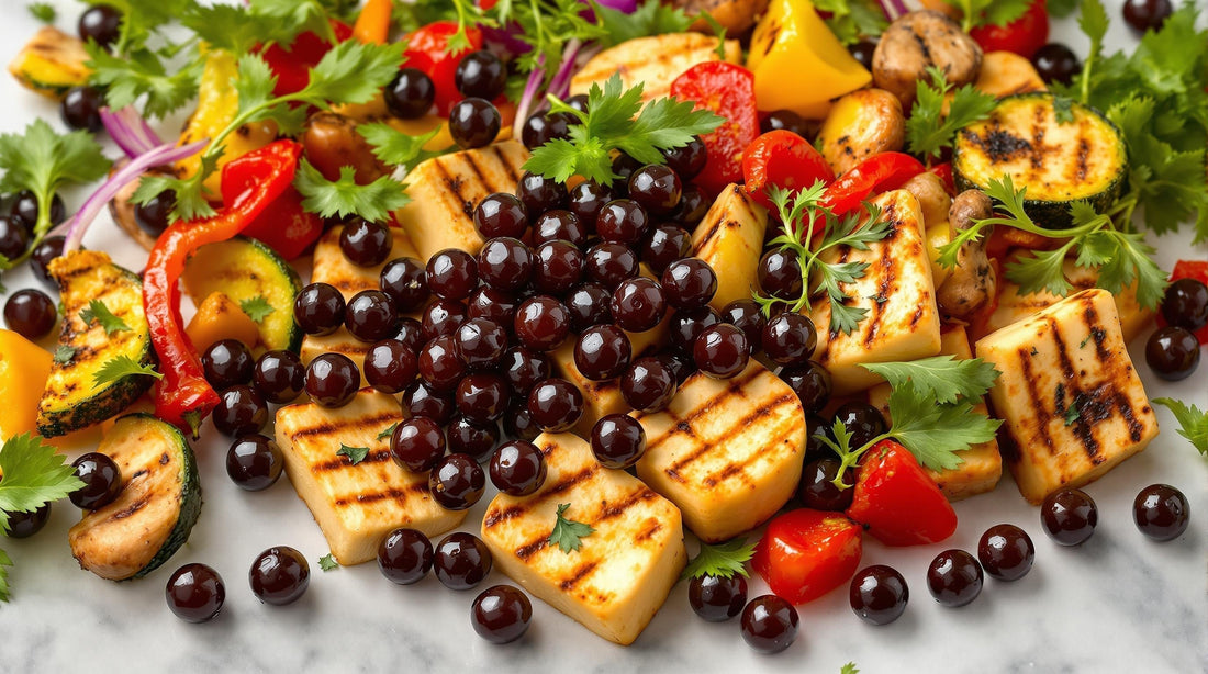Vegan Caviar with tofu salad.